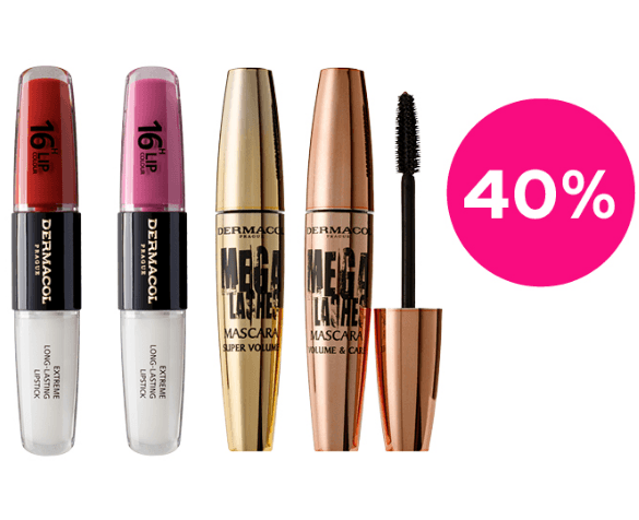 Sleva 40% na rtěnky 16H a řasenky Mega Lashes