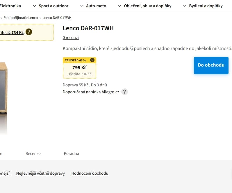 Rádio Lenco, DAB+, FM, RDS, BT