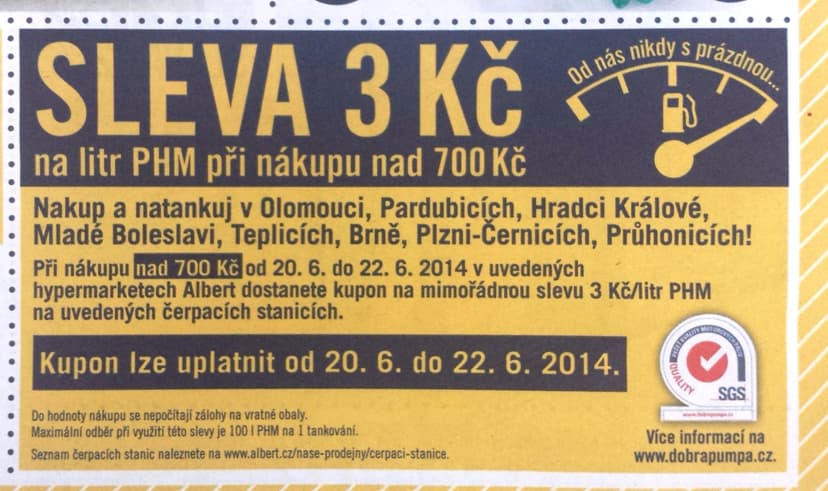 Sleva 3 Kč na litr PHM - 20.-22.6.