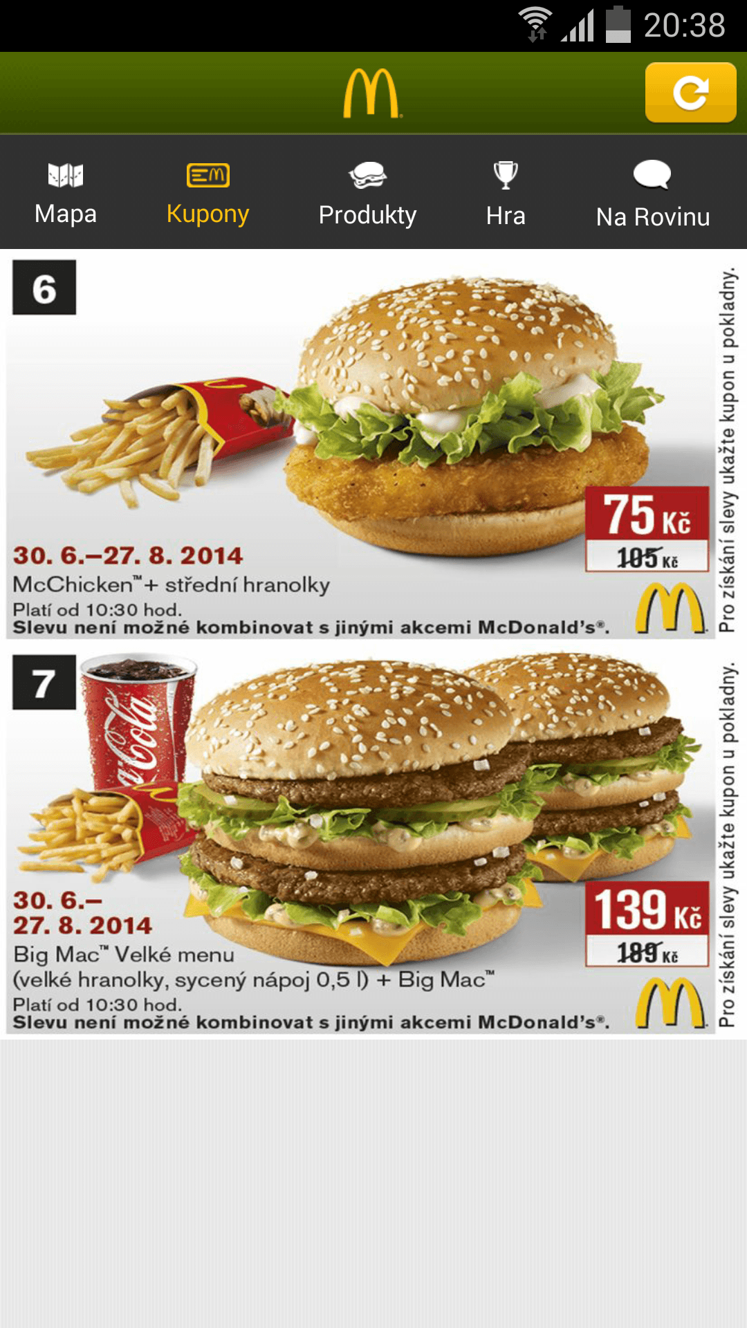 McDonalds - slevy léta 2014