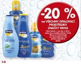 Nivea - opalovací prostředky s 20% slevou