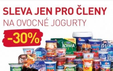 Billa bonus club - sleva 30% na ovocné jogurty