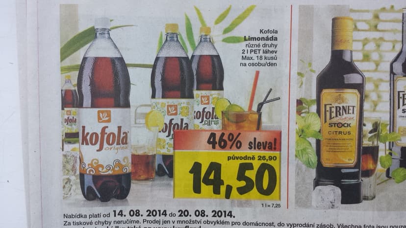 Kofola 2 litry super cena