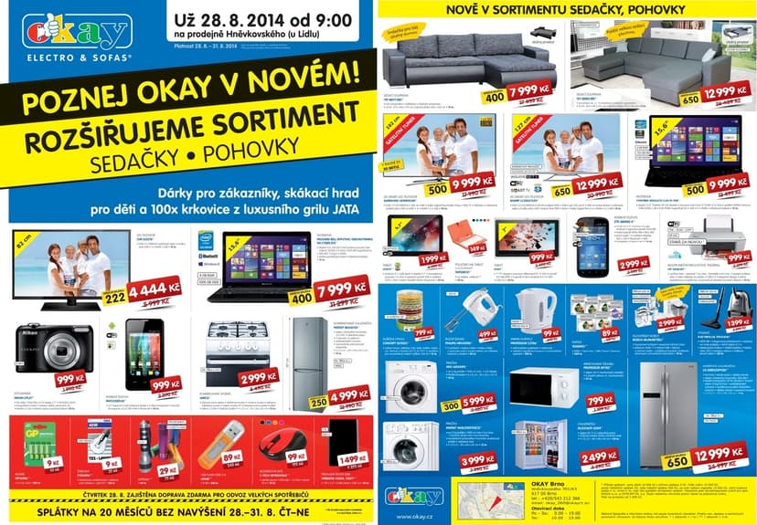Otevírací leták Okay, Hněvkovského Brno