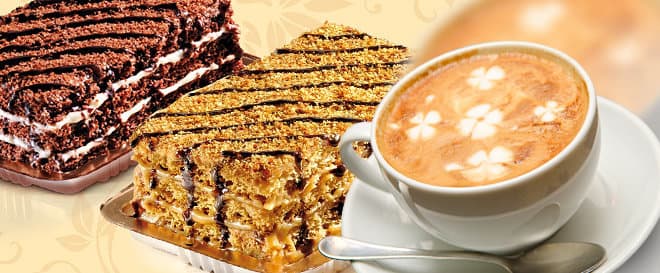 2x vynikající Latté Macchiato s dortem Marlenka