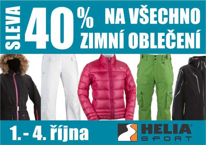 40% sleva na všechno zimní oblečení v Helia Sport