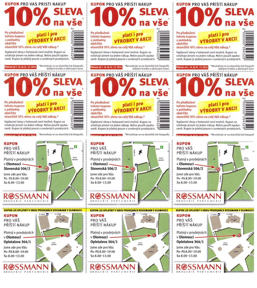 Rossmann sleva 10% na vše