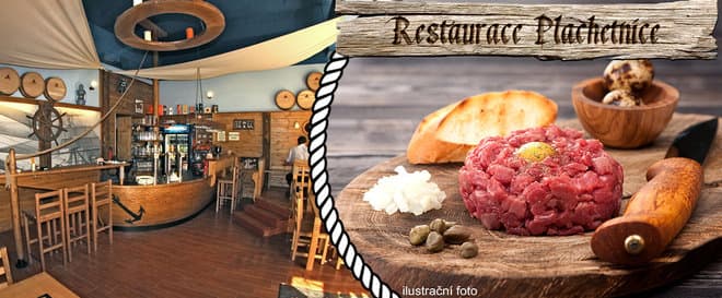 Štavnatý hovězí tataráček a nálož 20 topinek