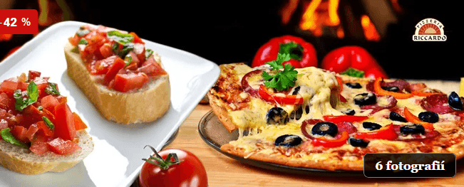 2 pizzy včetně předkrmů