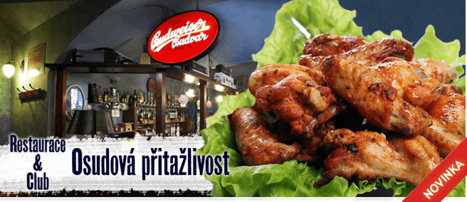 1 kg kuřecích křídel včetně pečiva a zeleniny
