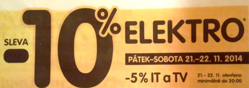 Okay - sleva 10% na elektro, 5% na IT a TV 