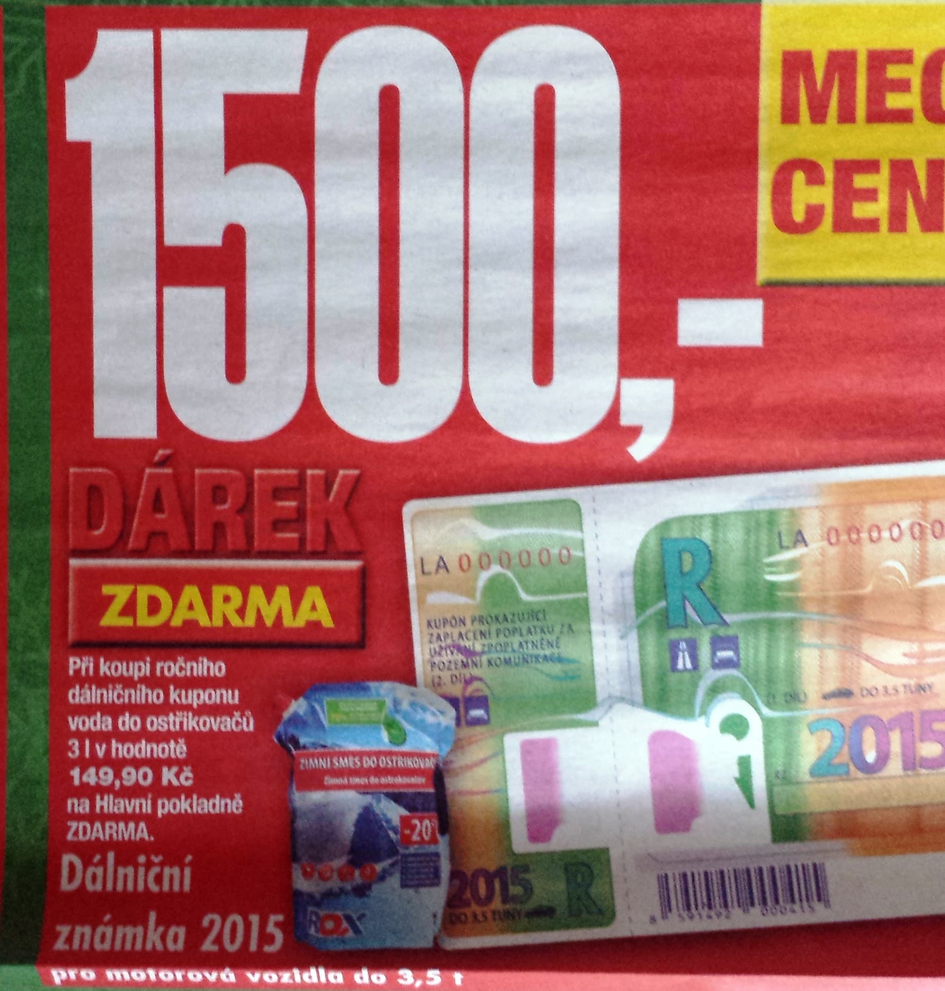 Dálniční známka na rok 2015 + dárek