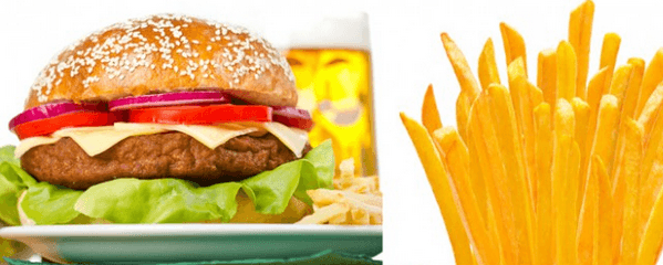 Hamburger dvouručák a 200g hranolek