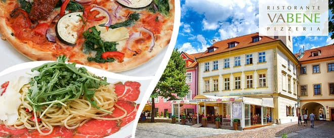 2 pizzy a 2 nealko nápoje v restauraci Vabene