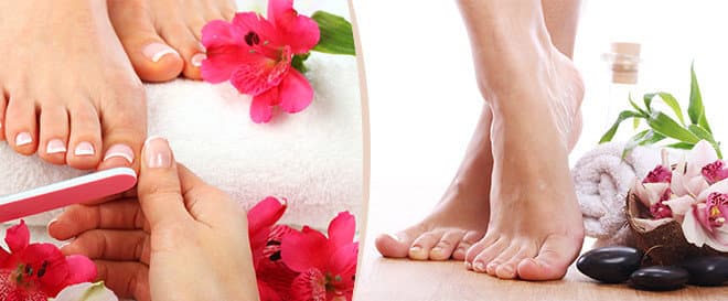 Profesionální mokrá pedikúra, masáž, peeling