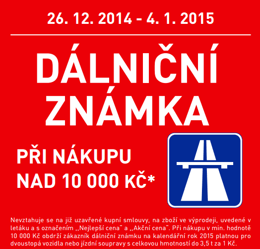 Dálniční známka zdarma k nákupu nad 10000