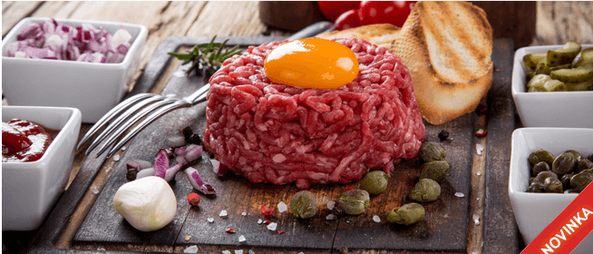 500 g nenamíchaného tataráku z hovězí roštěné