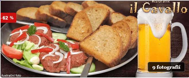 Hovězí tataráček (500 g) s topinkami i pivem