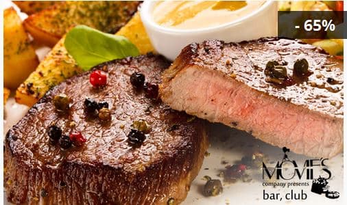 2 x 200 g steak s přílohou v restauraci Movie's