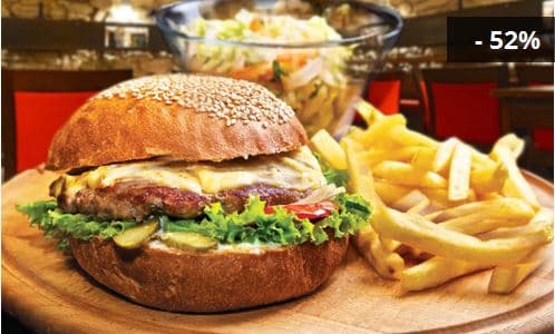 300 gramový hamburger se steakovými hranolky