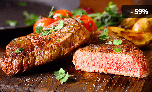 Steakové prkno s 640 g šťavnatého masa a přílohami