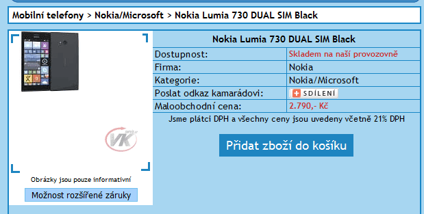 Nokia Lumia 730, 4x 1,2GHz, 1GB RAM, 4,7"