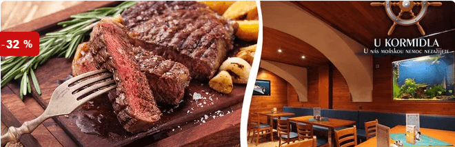2× argentinský rib eye steak a hranolky