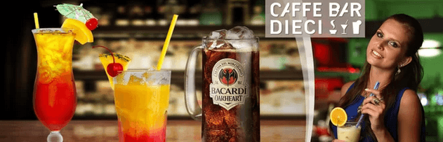 2 míchané alkoholické drinky v Caffe Dieci