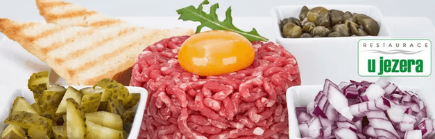 200g tatarský biftek z roštěnce + 8 topinek