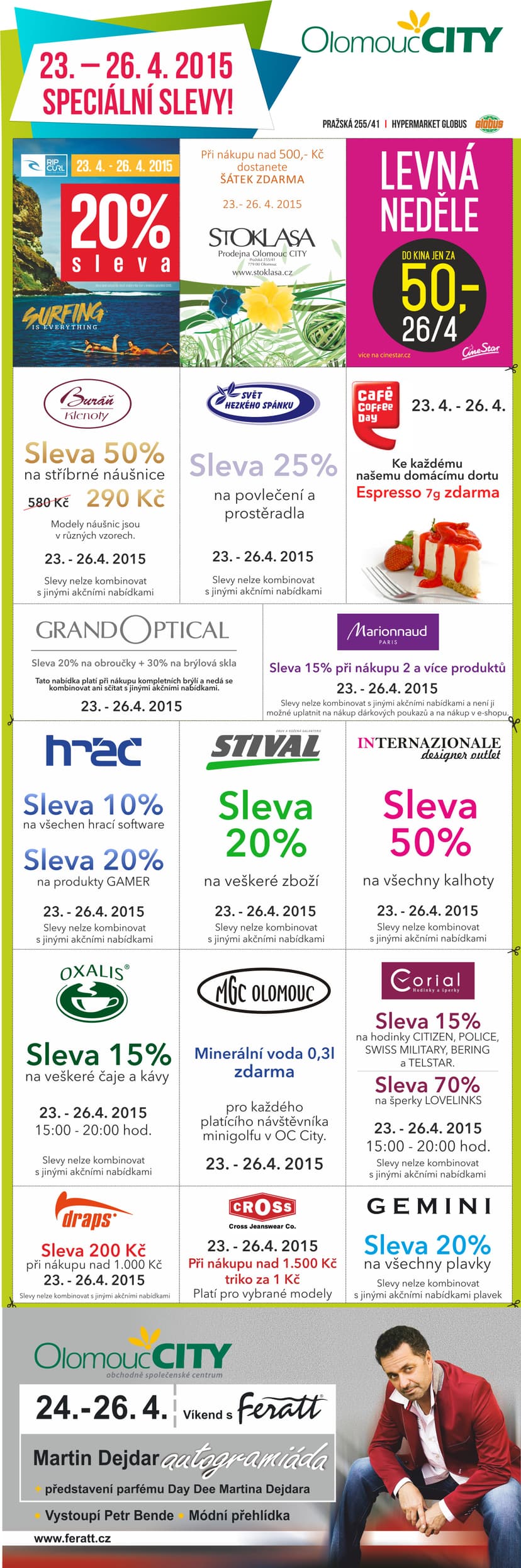 Olomouc CITY - slevové kupony 23.-26.4.