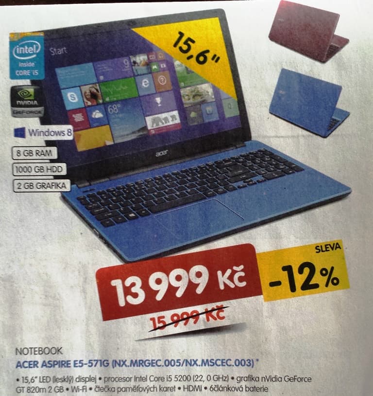 Acer, i5, 8GB RAM, 1TB HDD, 2GB graf. - sleva 2000