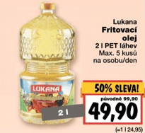 Lukana fritovací olej 2 L 49,90kč