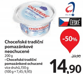 Choceňské pomazánky 200 a 150g za 14,90 kč