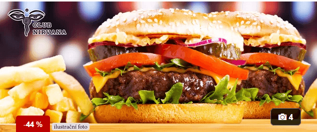 2 hovězí burgery a hranolky v Clubu Nirvana