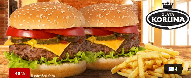 2 hovězí burgery a zlatavé steakové hranolky