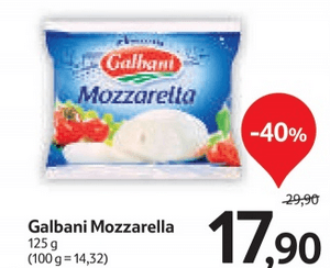 Sýr Mozzarella Galbani 125 g za 17,90 kč