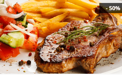 2x200 g grilovaný steak s hranolkami