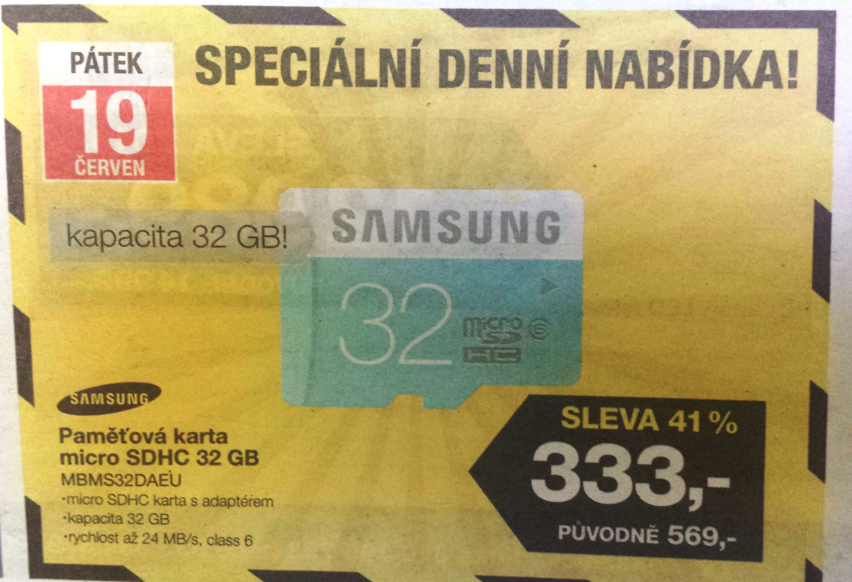 Paměťová karta Samsung SDHC - jen dnes
