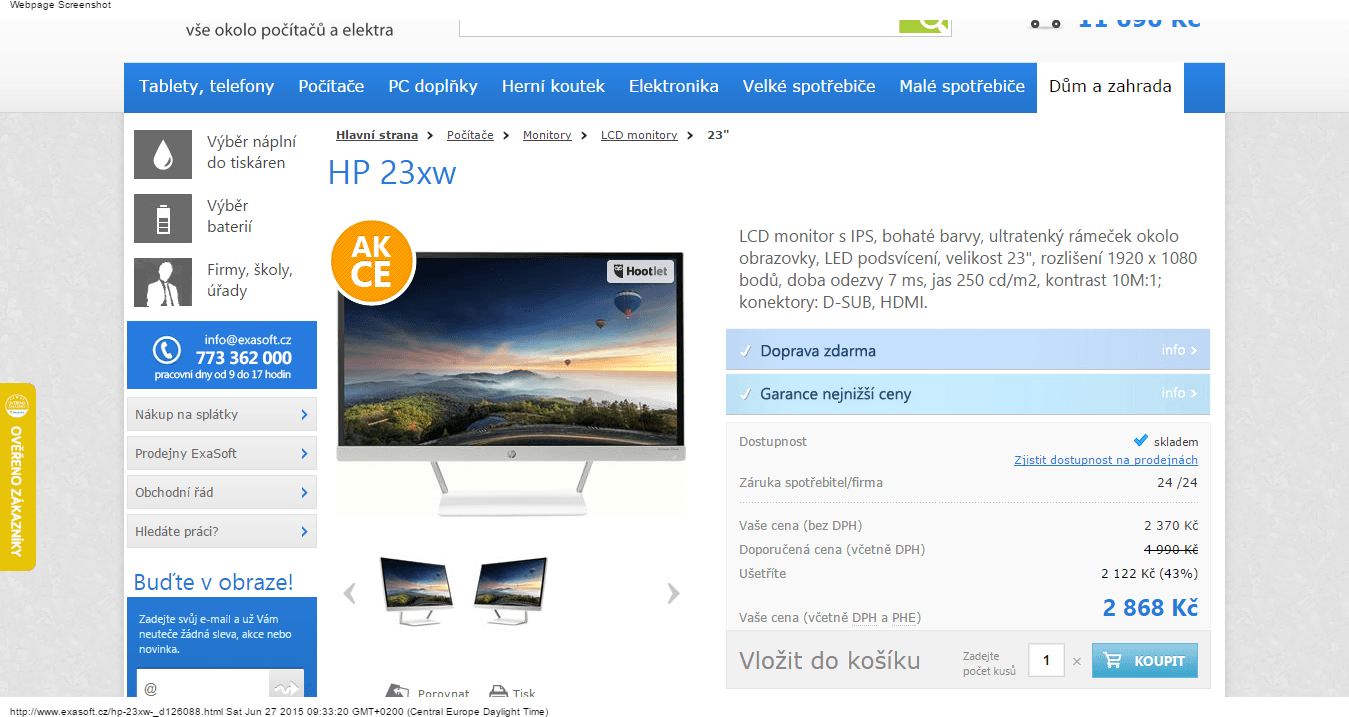 Monitor HP 23xi - sleva 2000 Kč 