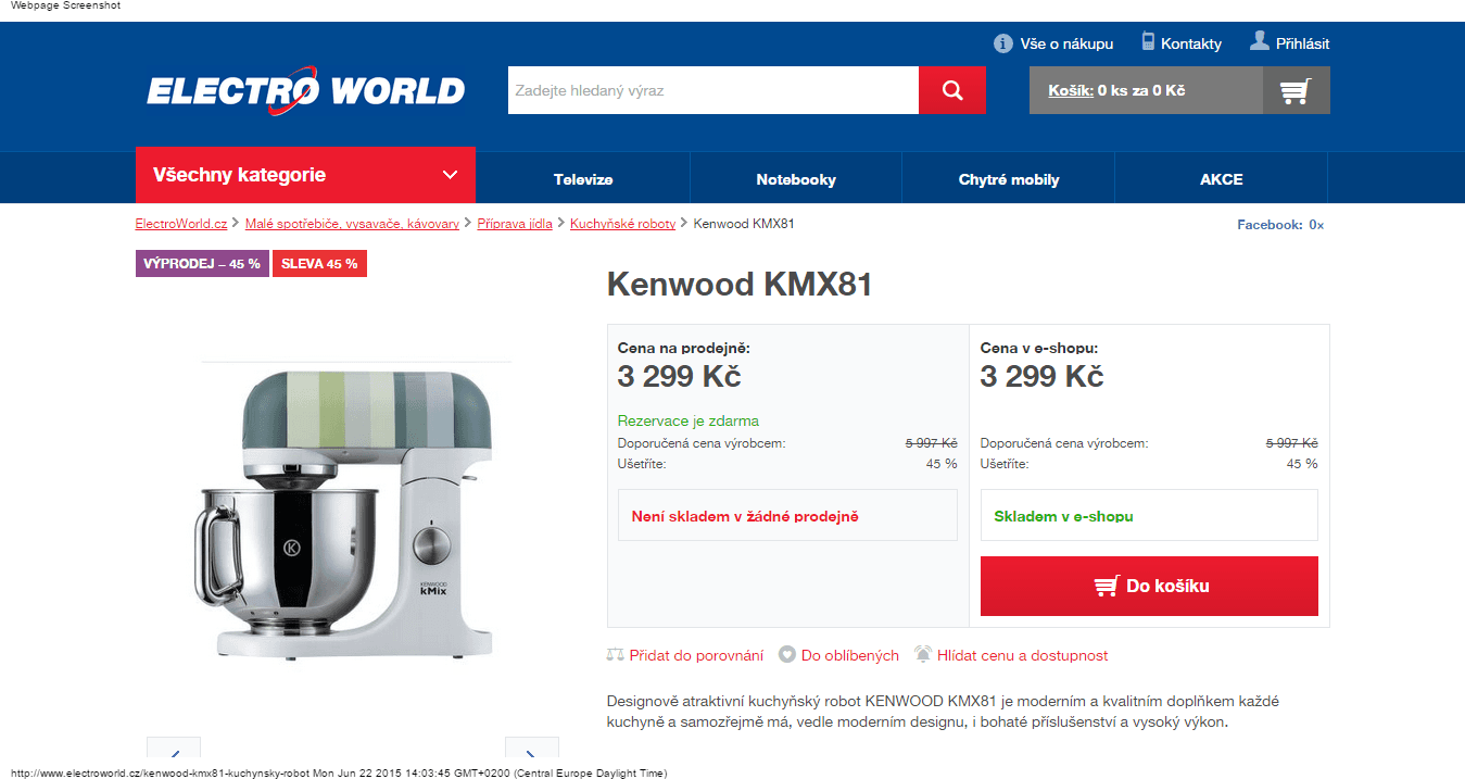 Kuchyňský robot Kenwood KMX 81 - sleva 3700