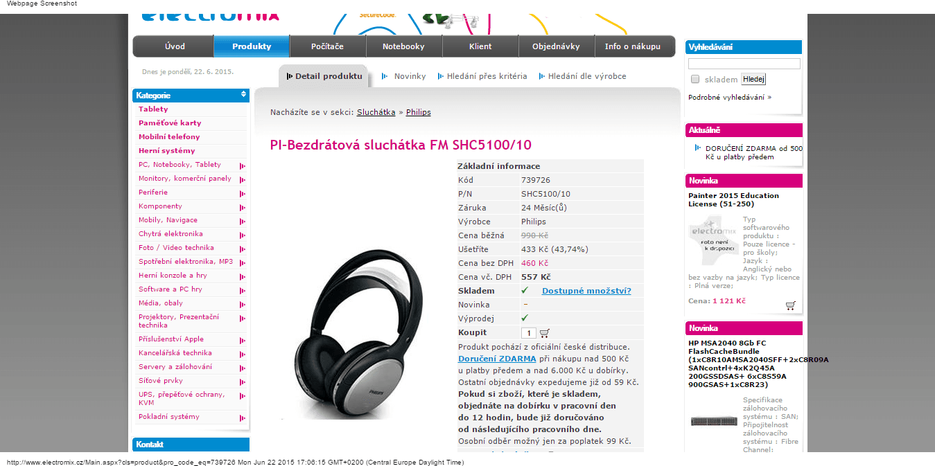 Bezdrátová sluchátka Philips SHC5100 - sleva 50%