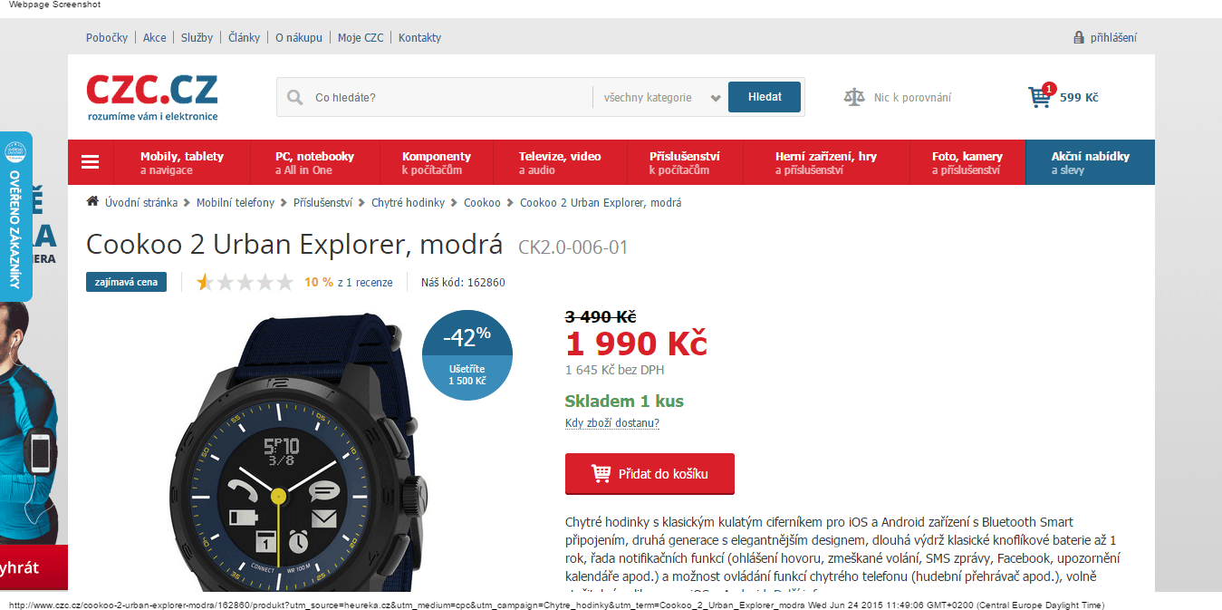 Smartwatch Cookoo2 Urban Explorer - nejlevněji