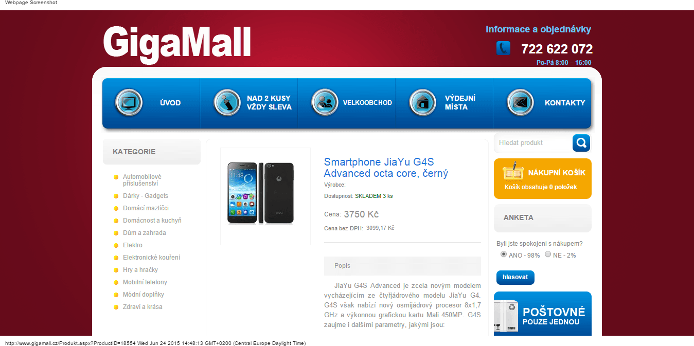 Čínský smartphone, 8x 1,7GHz, 2GB RAM -super výkon