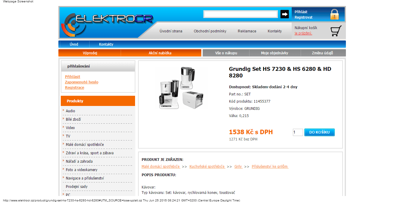 Set Grundig -kávovar, toastovač, rychlovarná konev