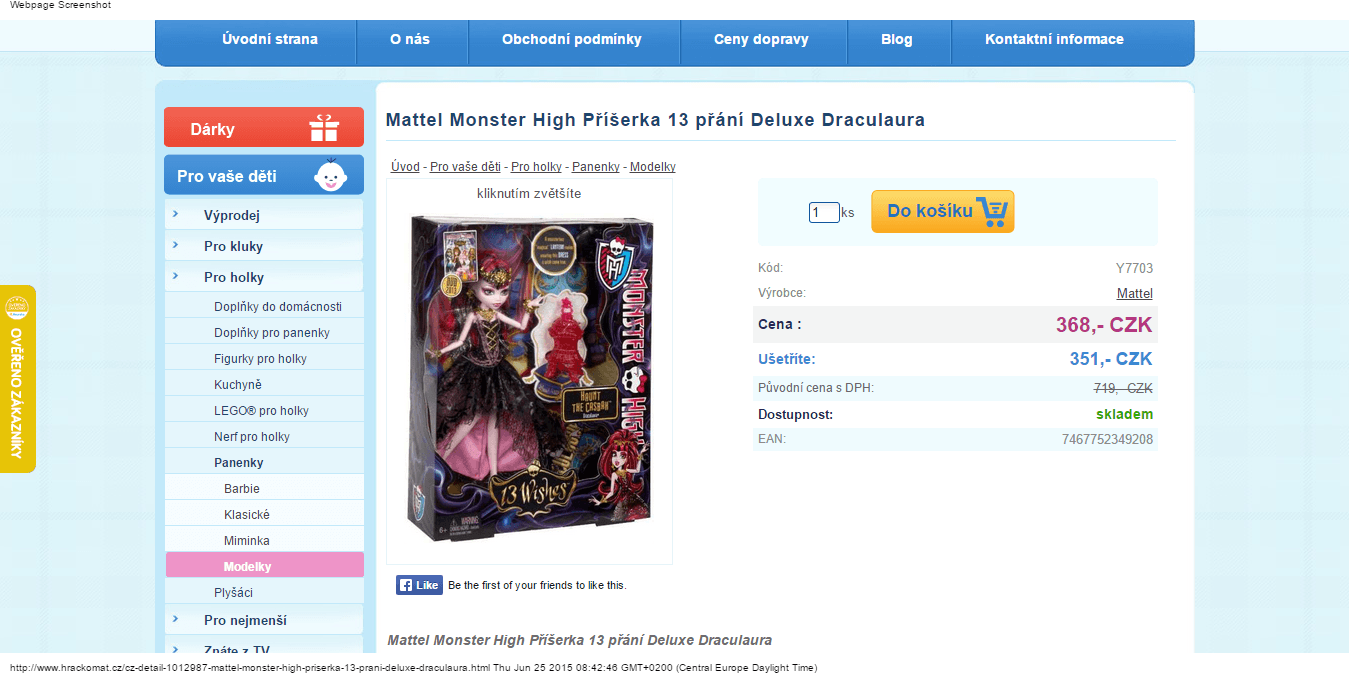 Výprodej Mattel Monster High - sleva 50%