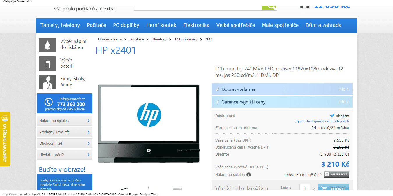 Monitor HP 24", super design - sleva 1600