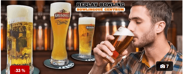 3 osvěžující pivka v Replay Bowling Centru(Klíše)
