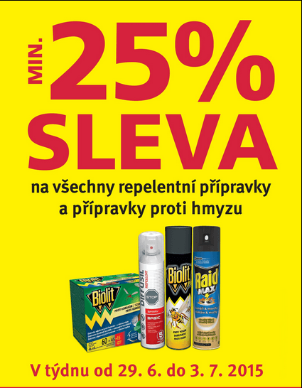 Sleva minimálně 25% na repelenty
