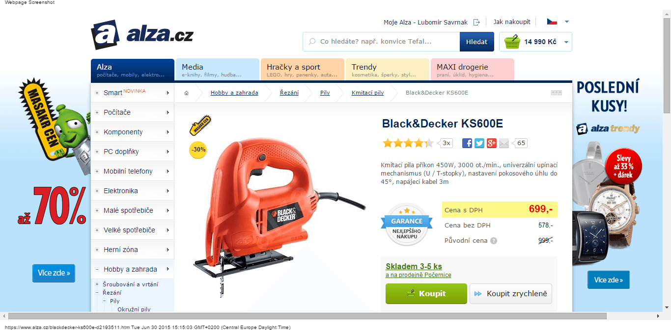 Pila Black&Decker KS600E - sleva 300 Kč