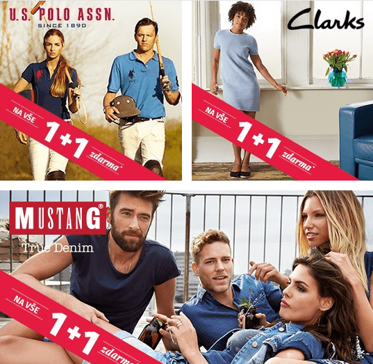 Akce 1+1 na HappySocks, Mustang, Polo atd.